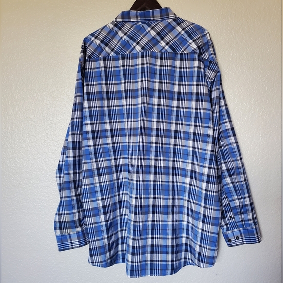 Blue Gear Blue & White Plaid Long Sleeve Button-Up Dress Shirt Men's Size 5X - Picture 2 of 5